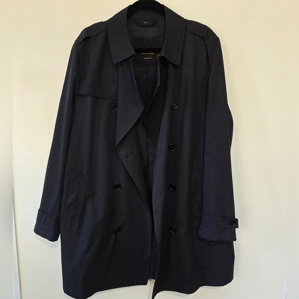 Massimo Dutti Men's Trench Coat Double Breasted | L | Navy
